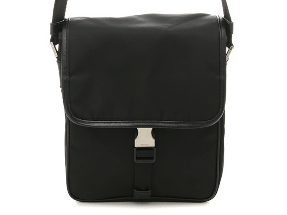Prada Tessuto Saffiano Leather Shoulder Bag Black